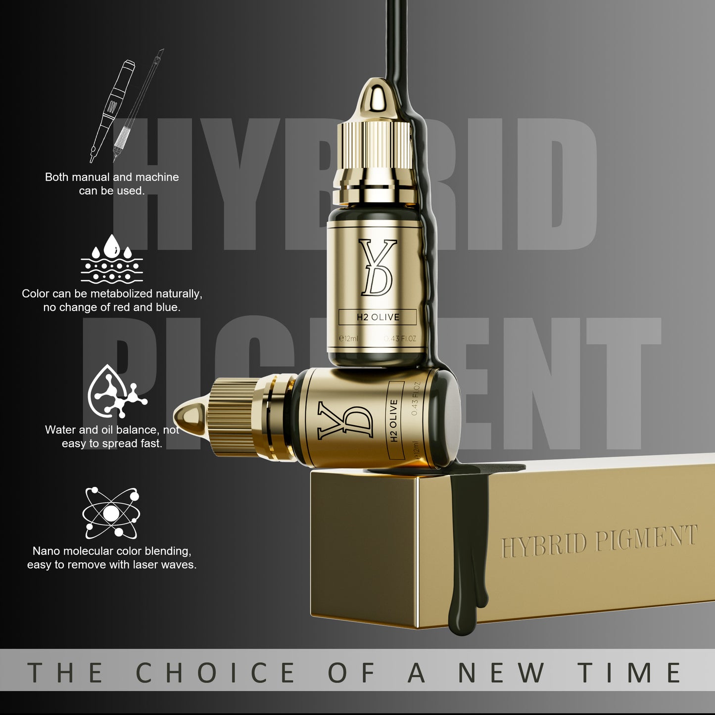 YD Brow HY Pigment 12ml/Bottle Gold Cap