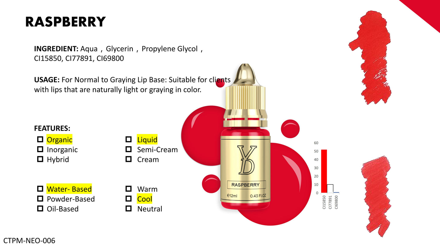 YD Lip Neo Pigment Collection for Machine Use Only 12ml/Bottle Gold Cap