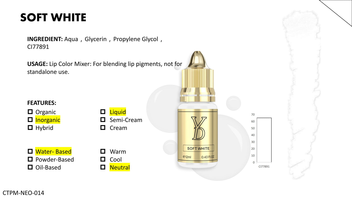 YD Lip Neo Pigment Collection for Machine Use Only 12ml/Bottle Gold Cap