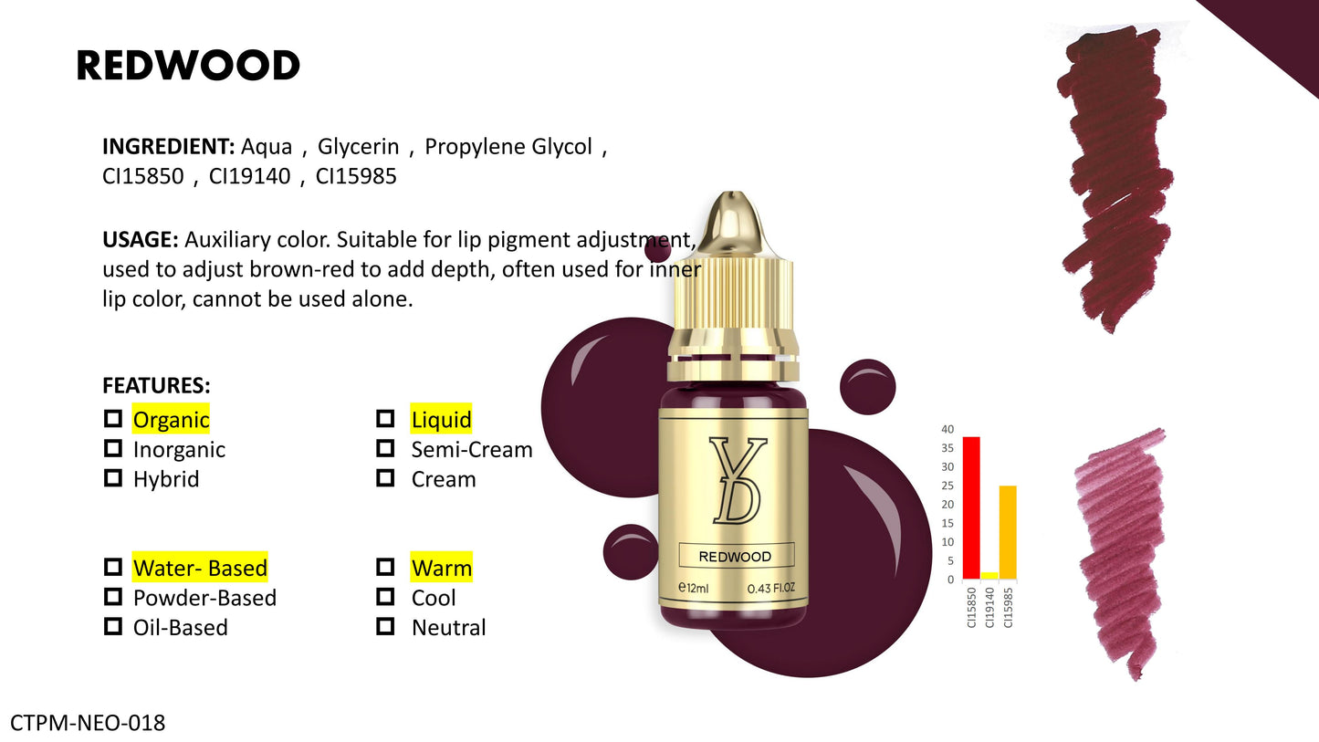 YD Lip Neo Pigment Collection for Machine Use Only 12ml/Bottle Gold Cap