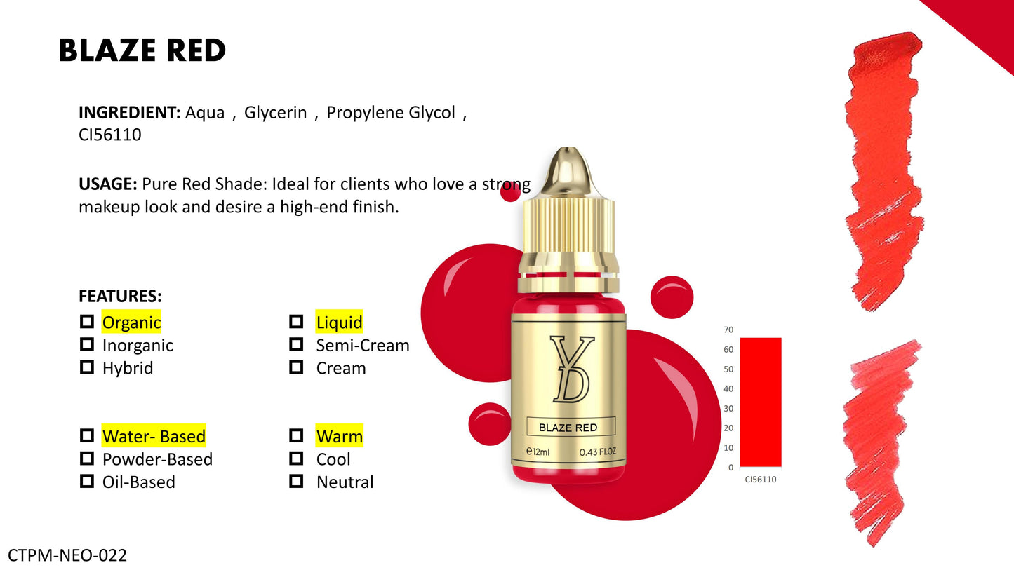 YD Lip Neo Pigment Collection for Machine Use Only 12ml/Bottle Gold Cap