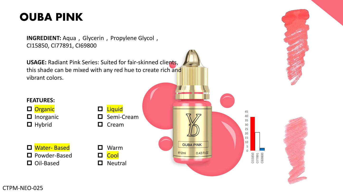 YD Lip Neo Pigment Collection for Machine Use Only 12ml/Bottle Gold Cap