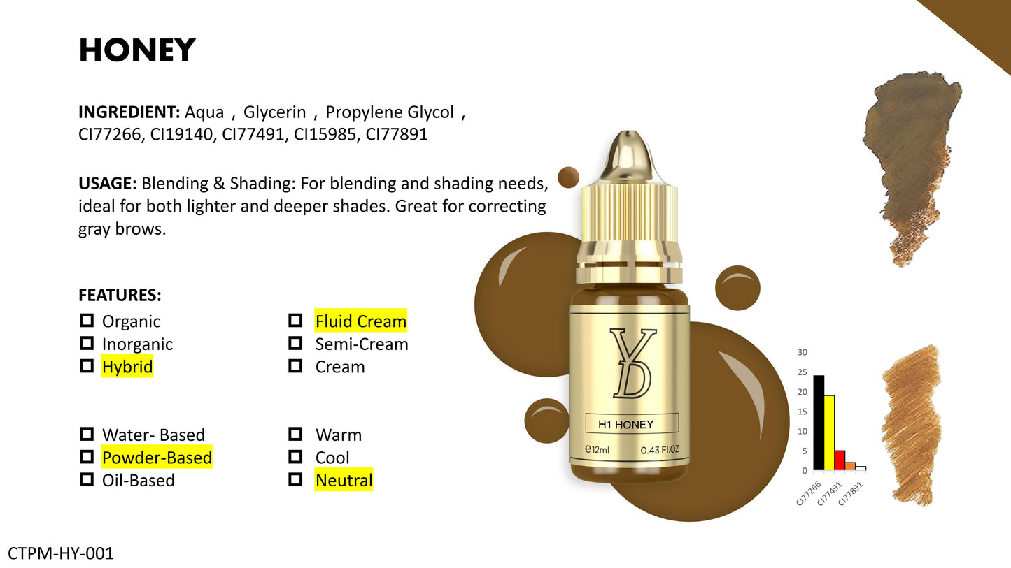 YD Brow HY Pigment 12ml/Bottle Gold Cap