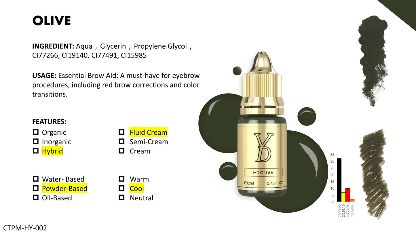 YD Brow HY Pigment 12ml/Bottle Gold Cap