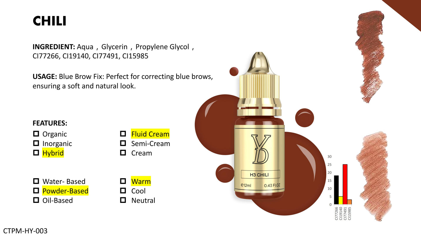 YD Brow HY Pigment 12ml/Bottle Gold Cap