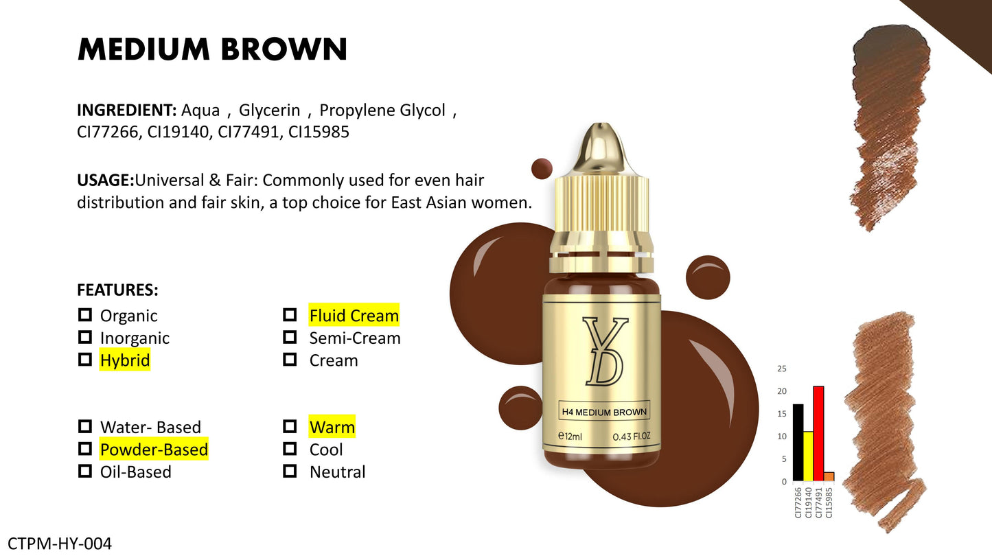 YD Brow HY Pigment 12ml/Bottle Gold Cap