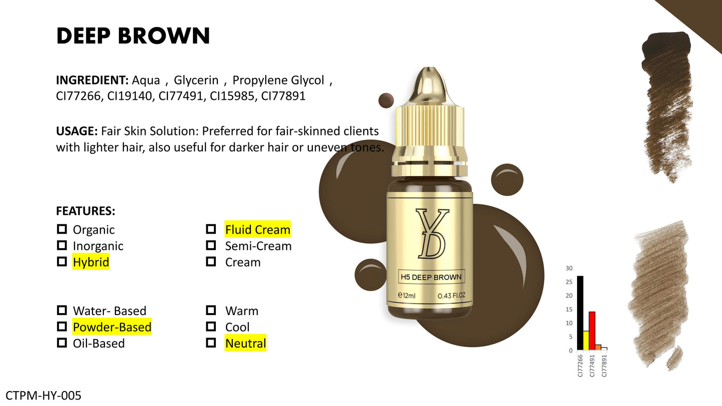 YD Brow HY Pigment 12ml/Bottle Gold Cap