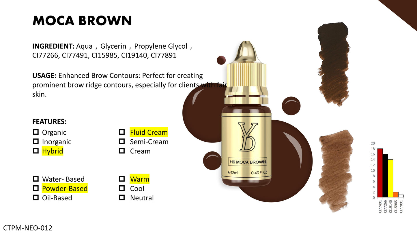 YD Brow HY Pigment 12ml/Bottle Gold Cap