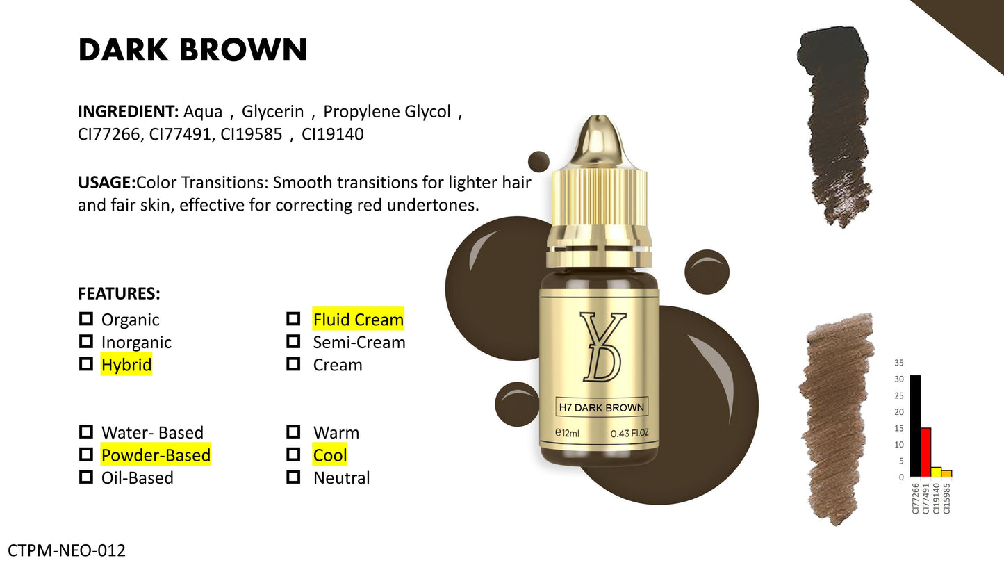 YD Brow HY Pigment 12ml/Bottle Gold Cap