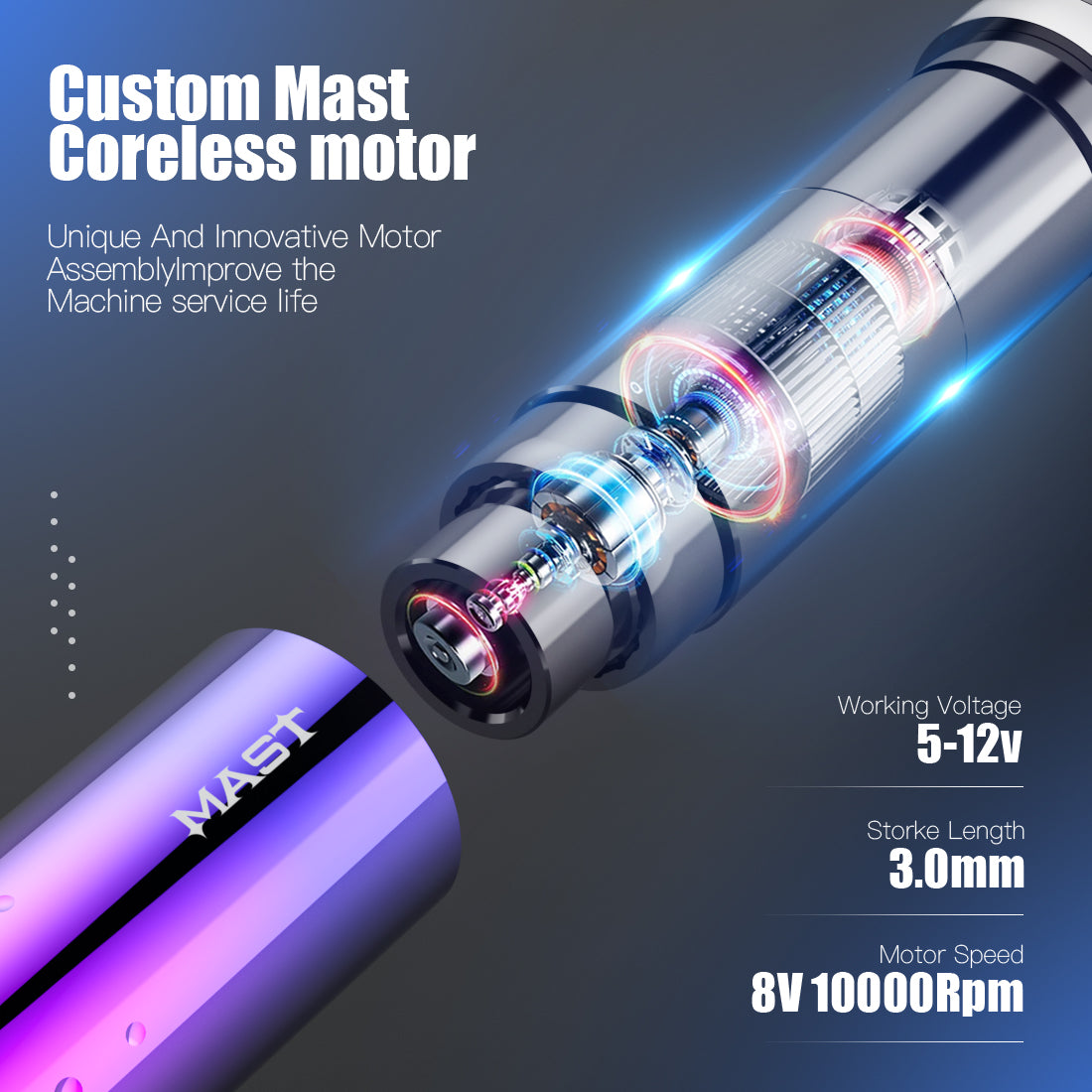 Mast Tour Siya Wireless PMU Tattoo Machine Pen - Free Shipping