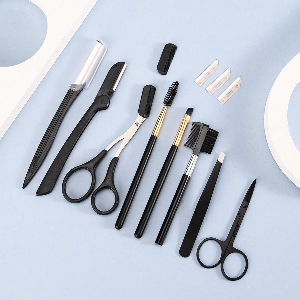 Professional Eyebrow Grooming Kit – Precision Tools for Flawless Brows - Tweezer/Scissor/Blade//Brush/Comb