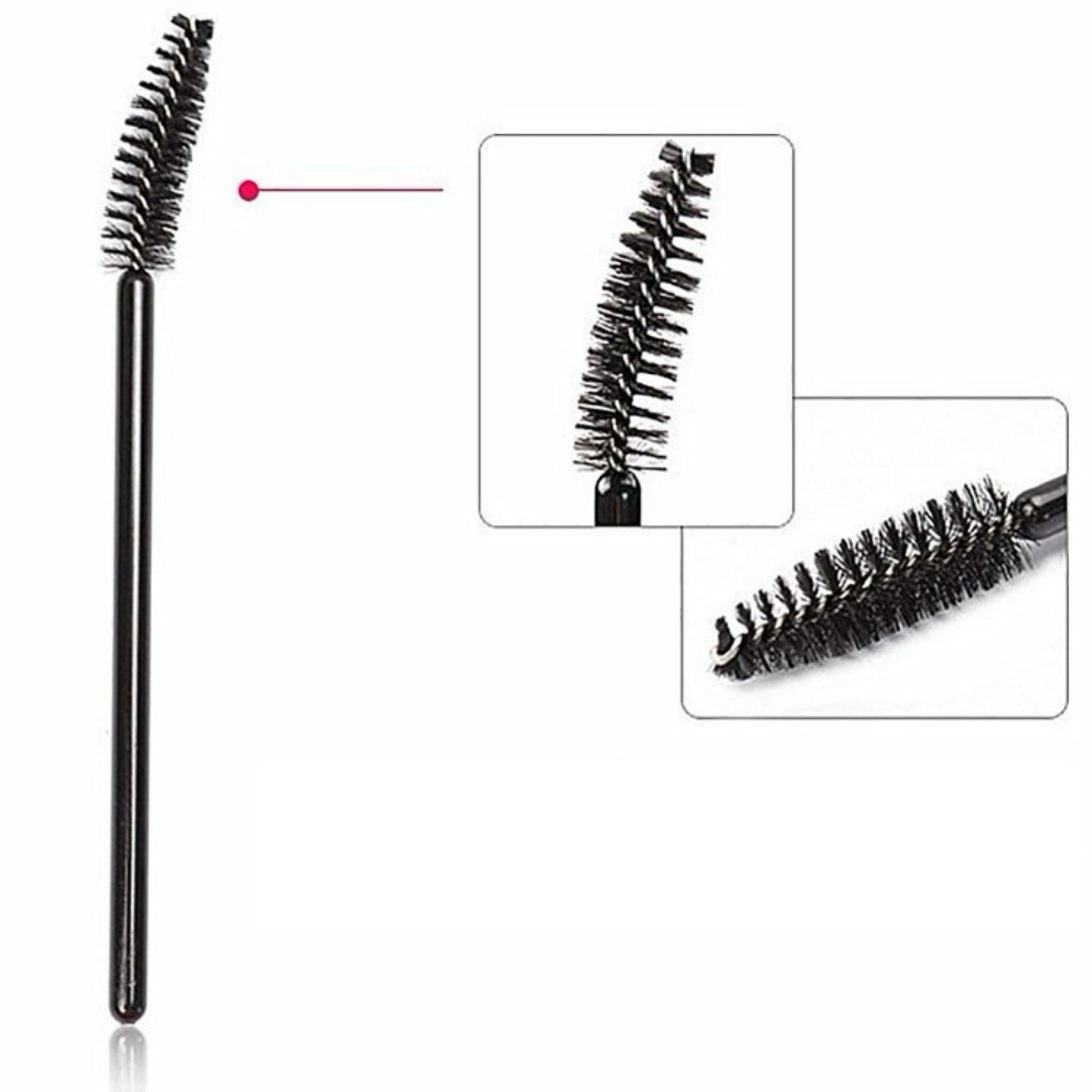 Doppelt verwendbare schwarze Spiralbürste für Augenbrauen und Wimpern