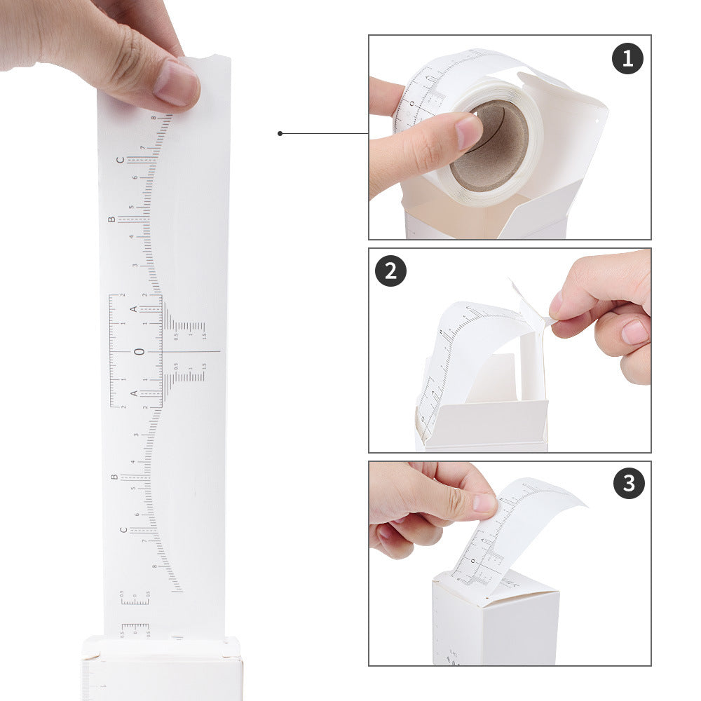 Disposable Adhesive Eyebrow Rulers Mapping Ruler Sticker - Roll Design for Easy Use - 3 Boxes