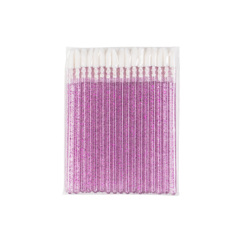 Disposable Crystal Handle Lip Brushes – 7 Colors – Portable Lip Gloss Brush and Makeup Tool - 10 Bags