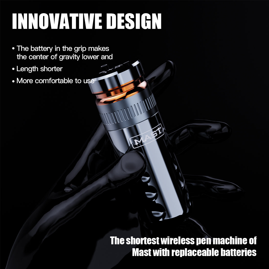 Mast Racer Wireless PMU Tattoo Pen Machine with 4.0MM Stroke and Two Replaceable Batteries - Free Shipping