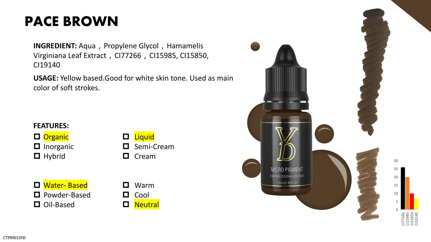 Pigmento líquido orgánico YD PMU de 12 ml con tapa negra