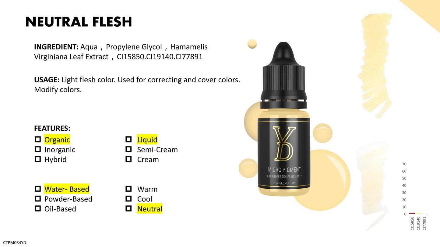 Pigmento líquido orgánico YD PMU de 12 ml con tapa negra