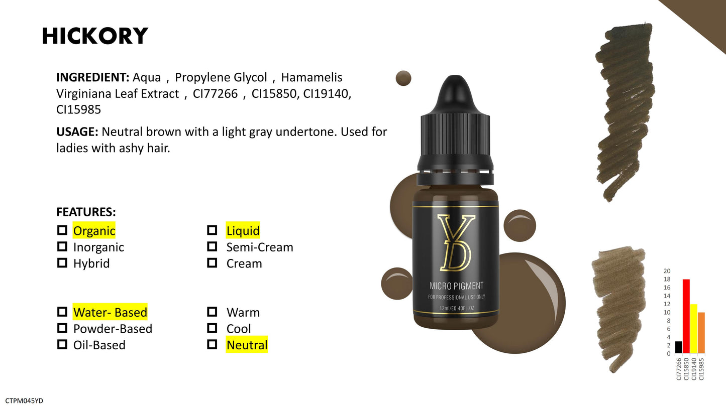 Pigmento líquido orgánico YD PMU de 12 ml con tapa negra