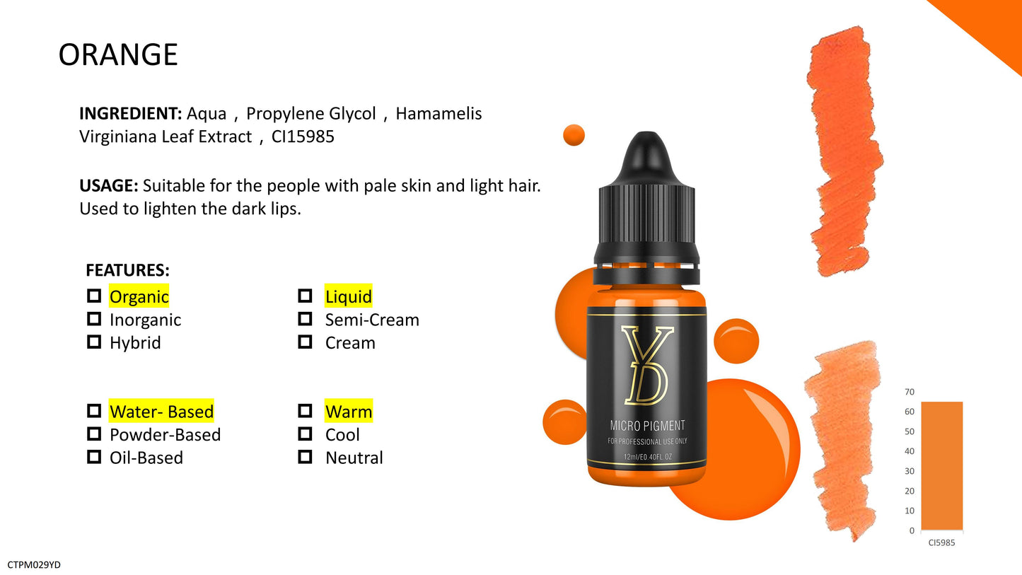 Pigmento líquido orgánico YD PMU de 12 ml con tapa negra