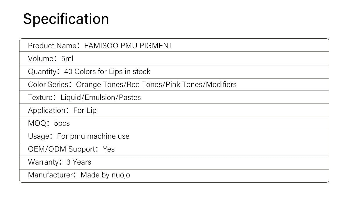FAMISOO PMU Lip Pigments – 40 Professional Lip Colors for Permanent Makeup