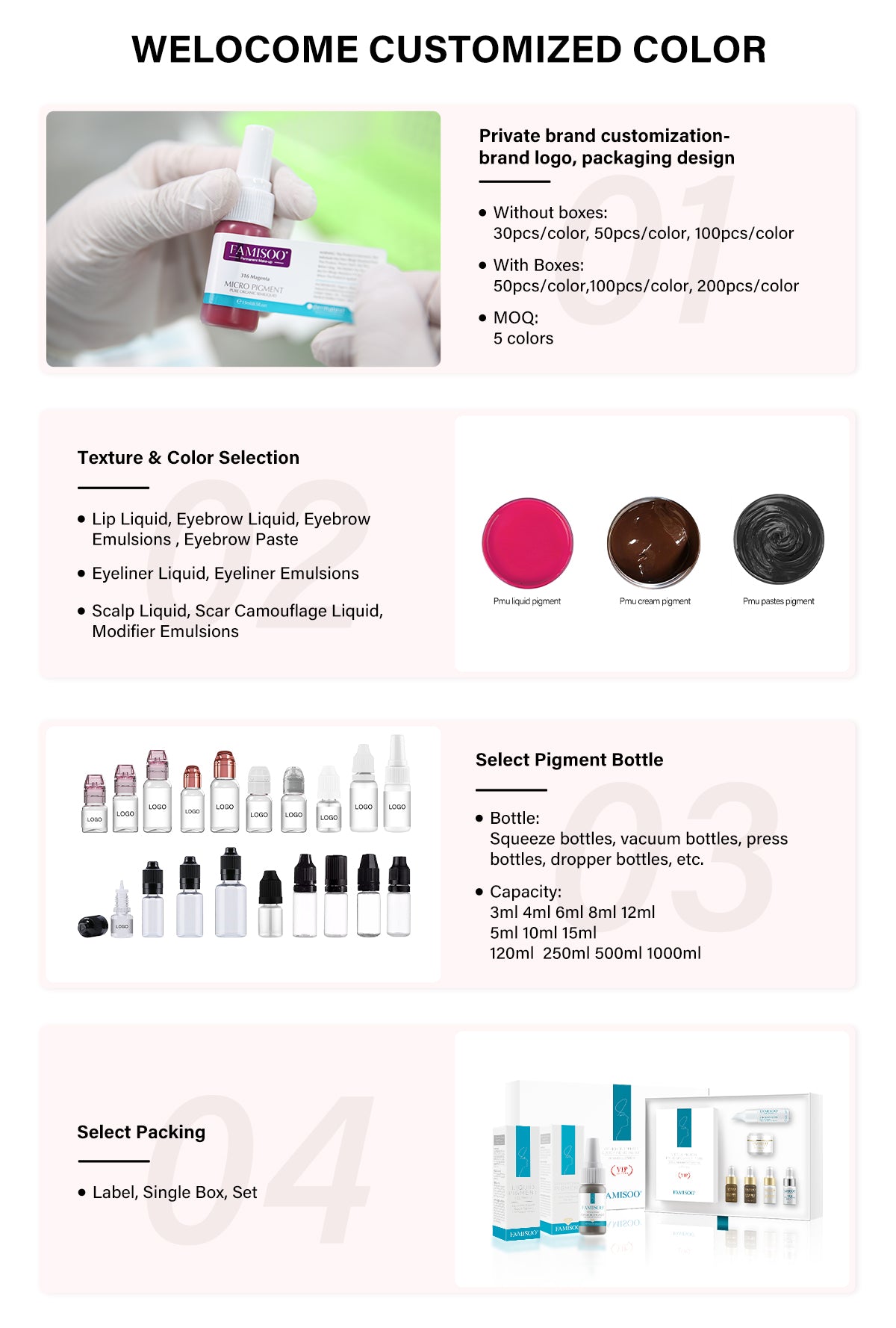 FAMISOO PMU Lip Pigments – 40 Professional Lip Colors for Permanent Makeup