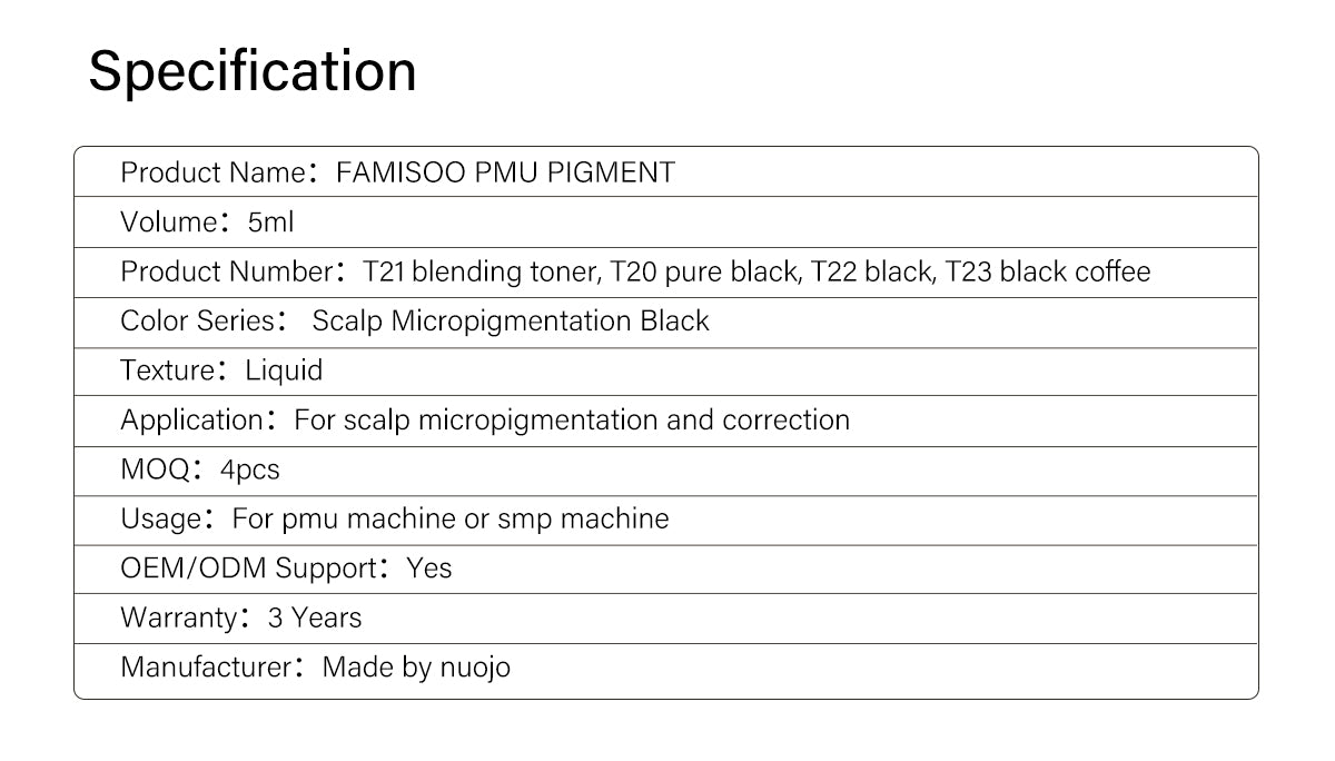 FAMISOO 5ML SMP Scalp Pigments – 4 Shades for Natural Hairline Restoration