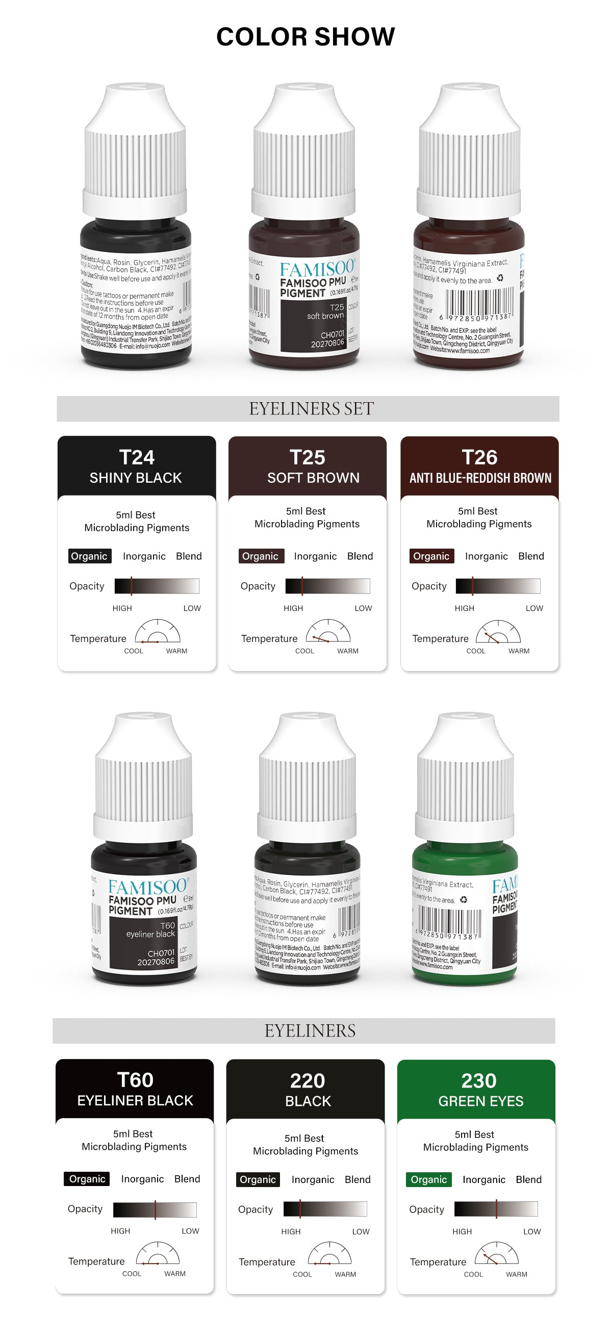 FAMISOO 5ML PMU Eyeliner Pigments – Professional Permanent Makeup Inks