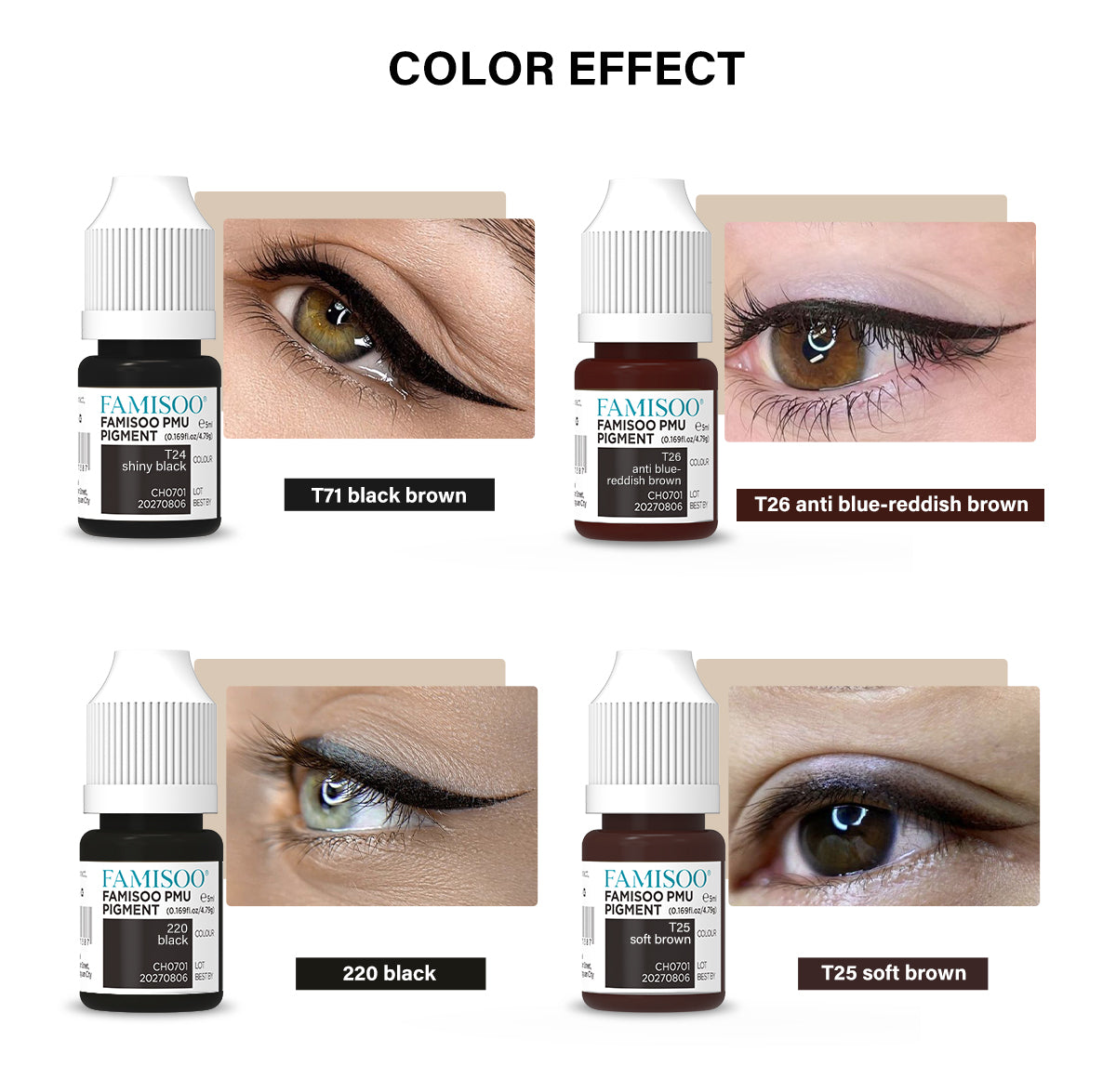 FAMISOO 5ML PMU Eyeliner Pigments – Professional Permanent Makeup Inks