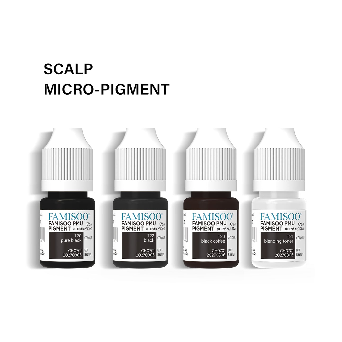FAMISOO 5ML SMP Scalp Pigments – 4 Shades for Natural Hairline Restoration