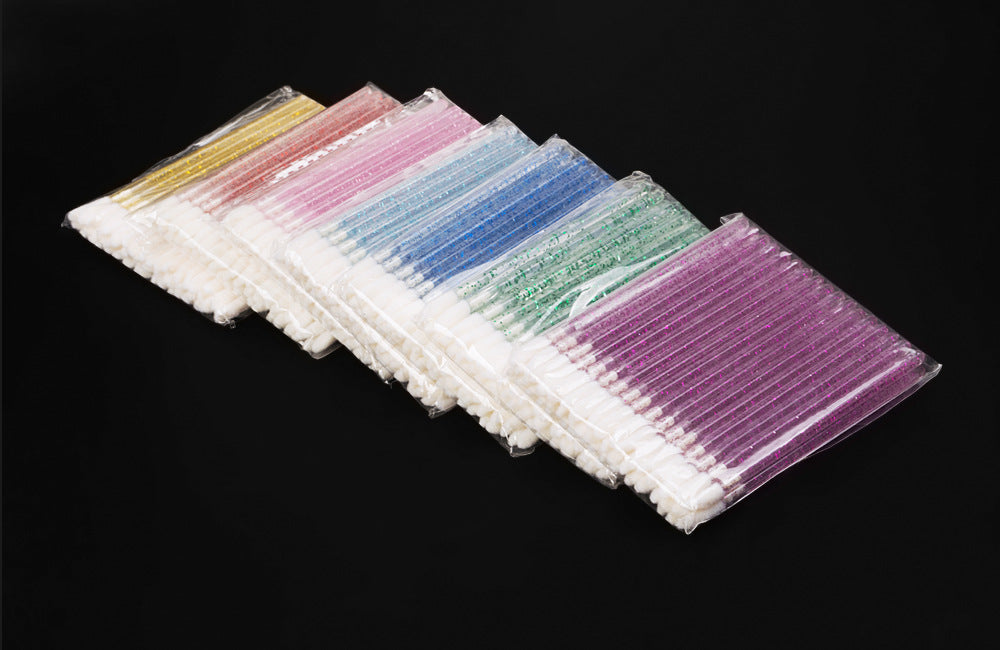 Disposable Crystal Handle Lip Brushes – 7 Colors – Portable Lip Gloss Brush and Makeup Tool - 10 Bags