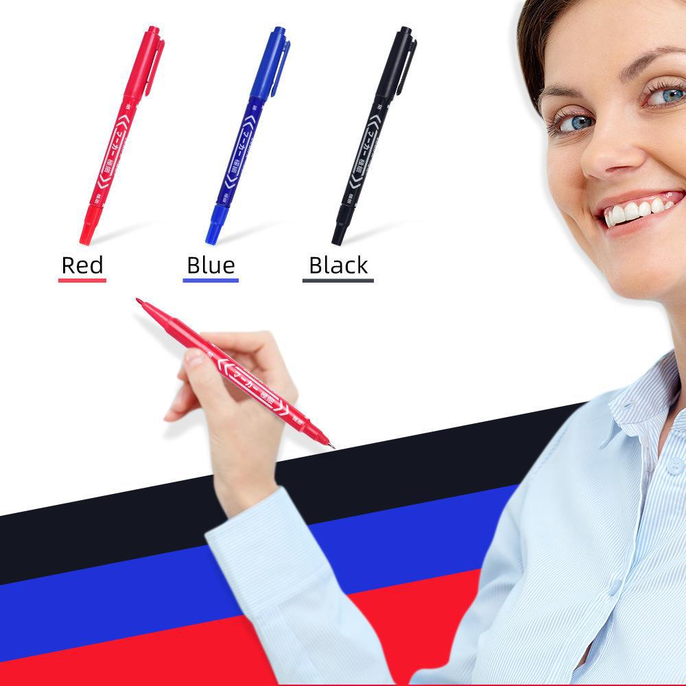 Dual-Tip Permanent Waterproof Markers for Tattoo & Skin Marking - 10PCS