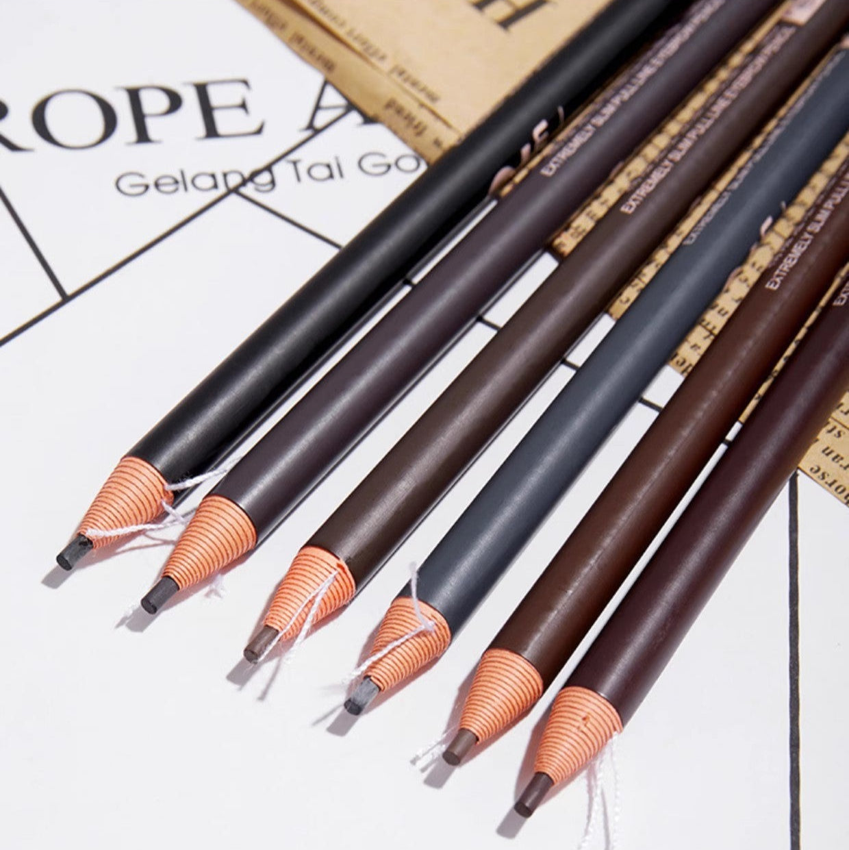 2mm Ultra-Fine Pull-String Eyebrow Pencil – Waterproof, Smudge-Proof & Long-Lasting (12PCS/BOX)