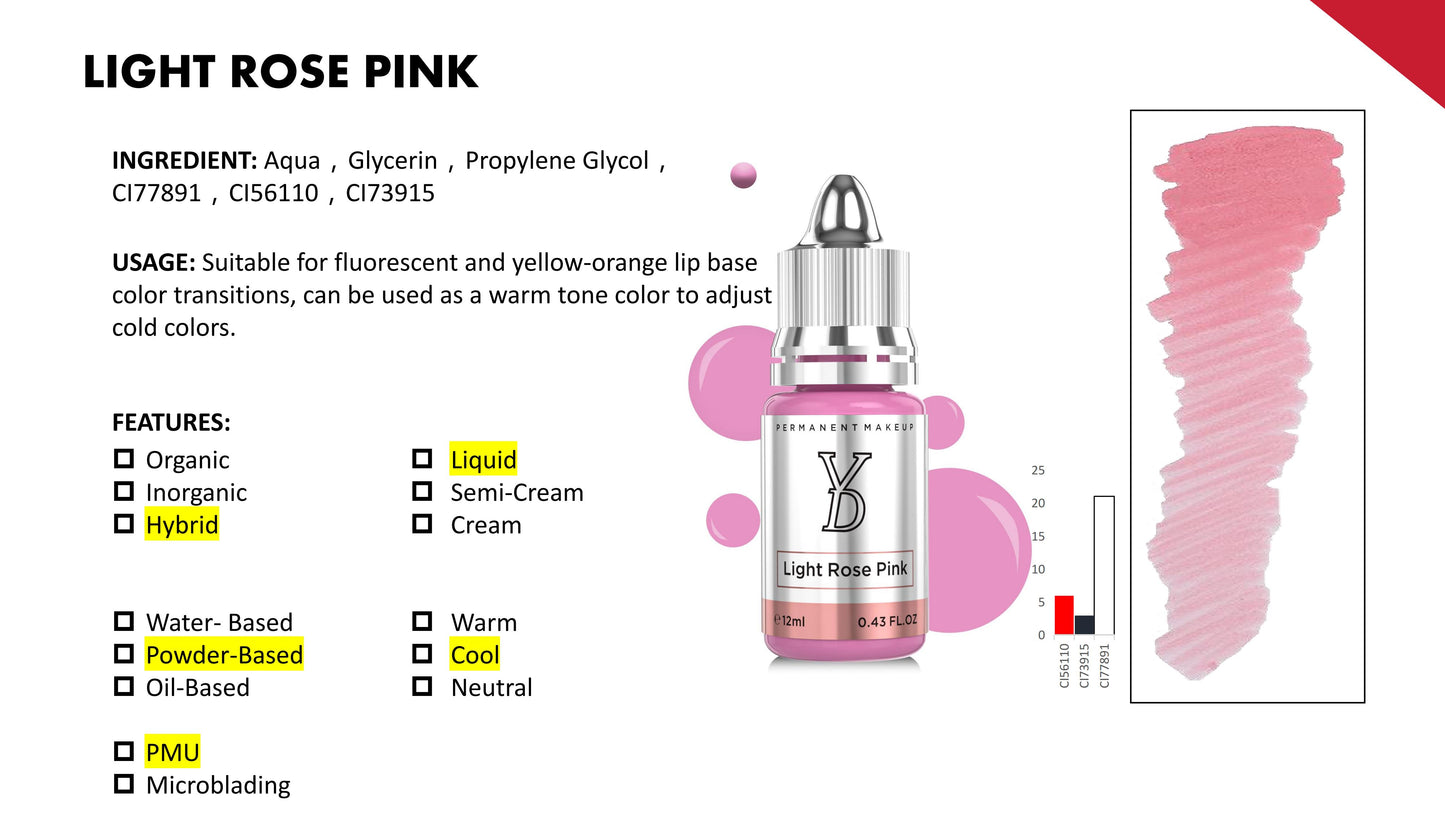 Light Rose Pink – Powder Hybrid Liquid PMU Pigment