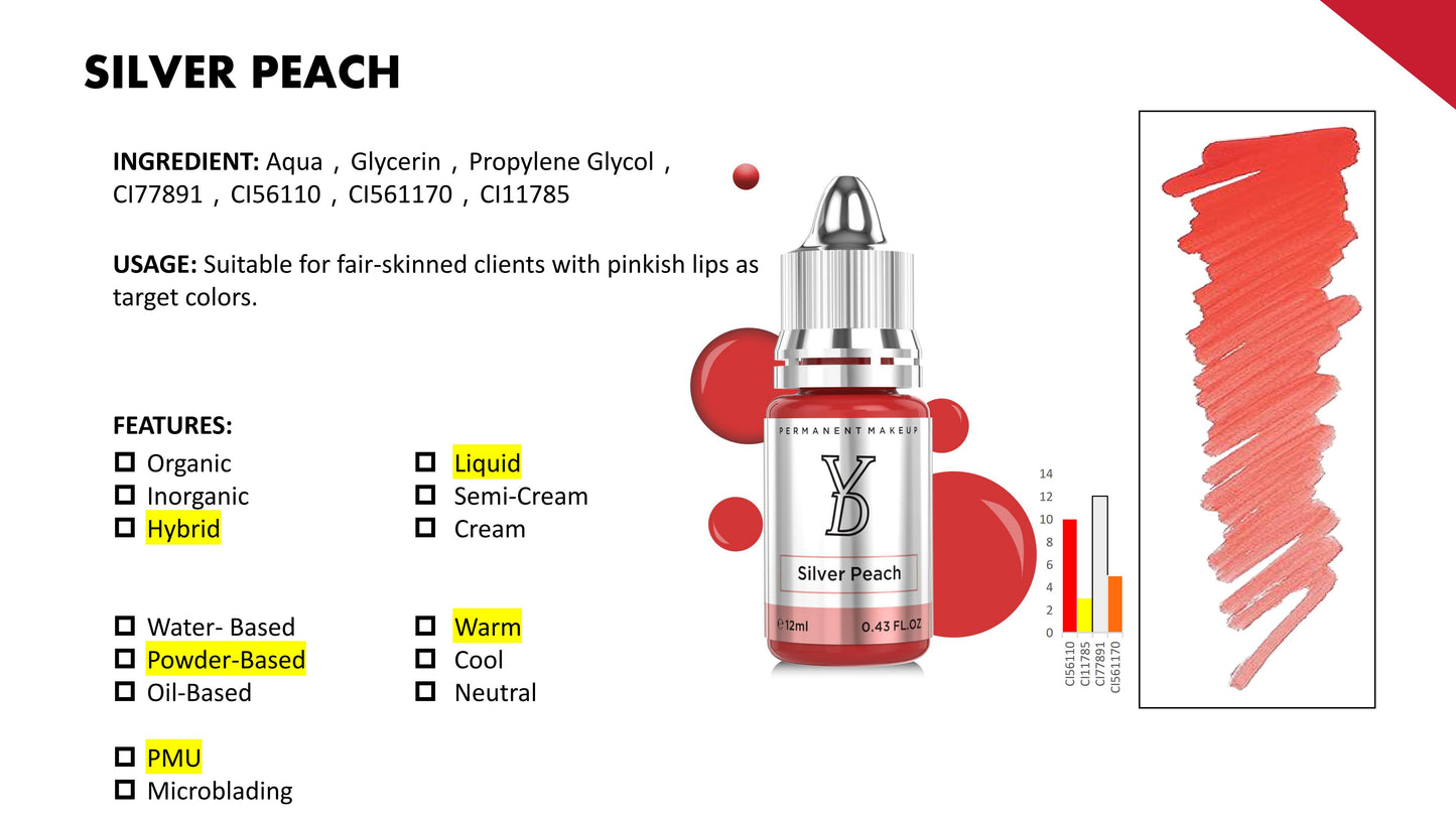 Silver Peach – Powder Hybrid Liquid PMU Pigment