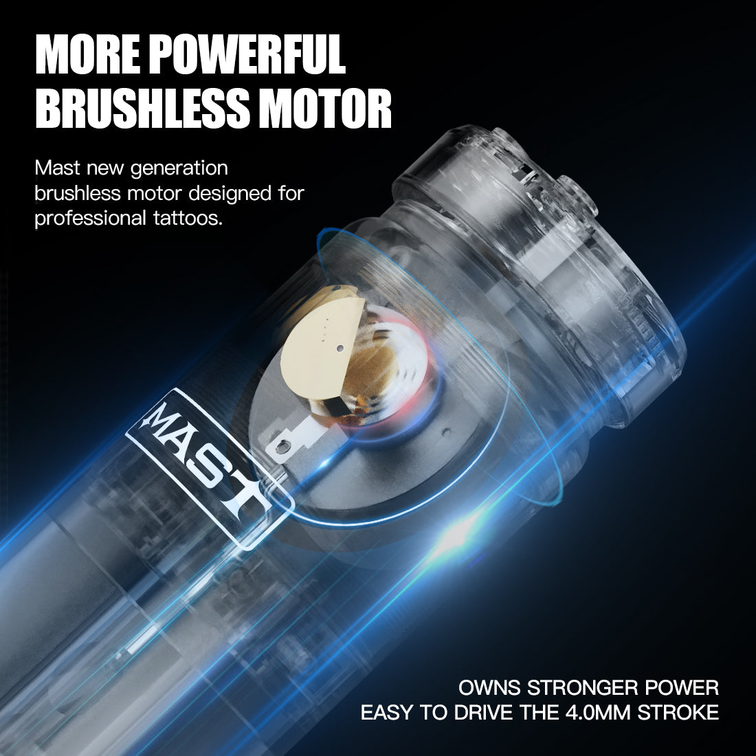 Mast Racer Wireless PMU Tattoo Pen Machine with 4.0MM Stroke and Two Replaceable Batteries - Free Shipping