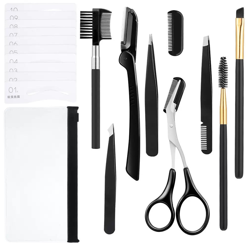 Professional Eyebrow Grooming Kit – Precision Tools for Flawless Brows - Tweezer/Scissor/Blade//Brush/Comb