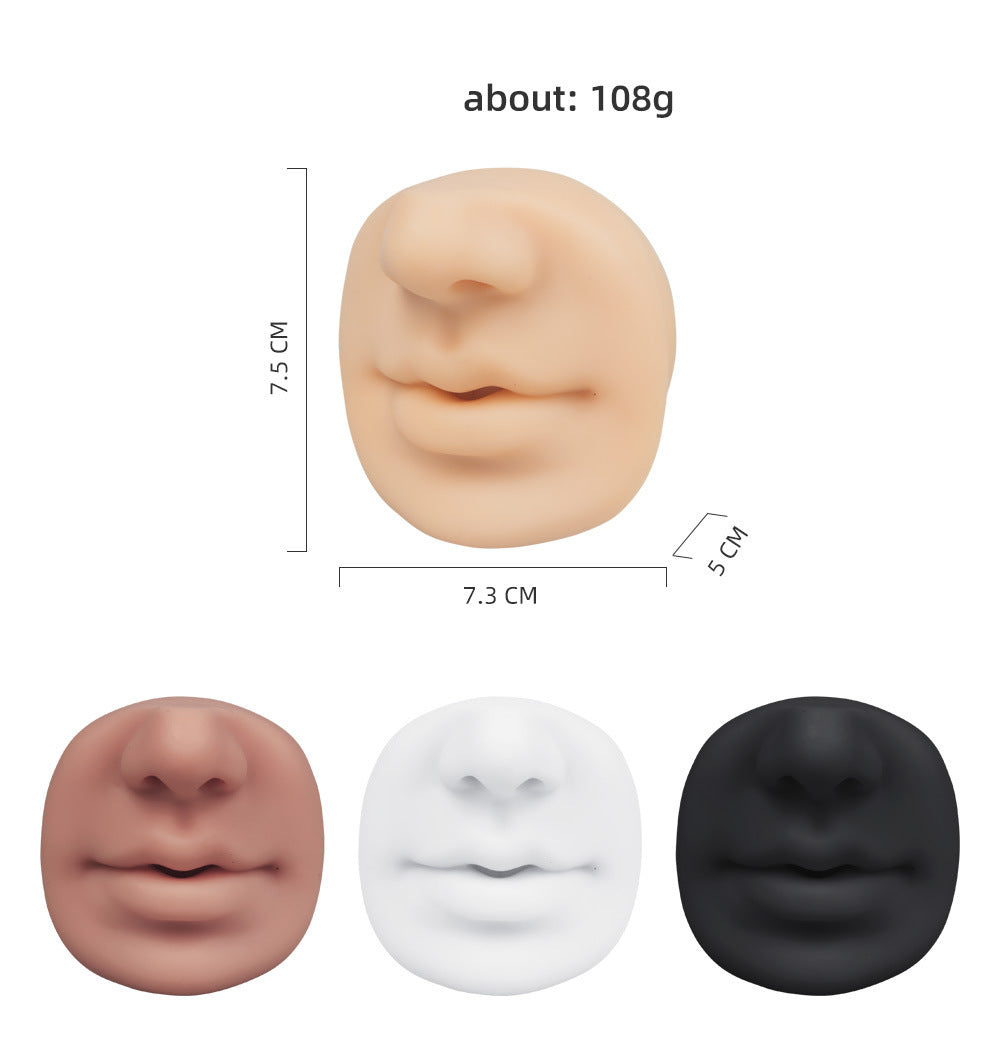 5D-Übungslippenmodell aus Silikon mit Nase für Piercing- und PMU-Training