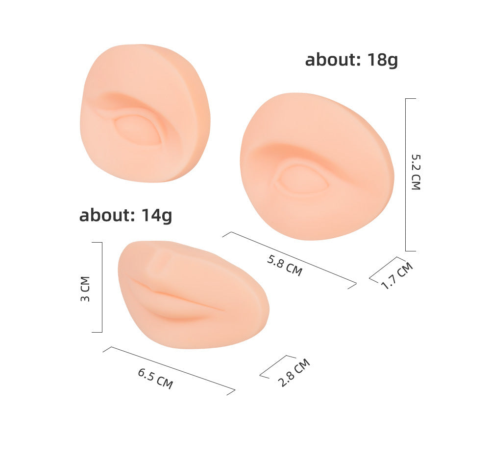 Módulos de práctica de silicona suave 5D para cejas, ojos y labios (opciones huecas/sólidas) - Paquete de 5