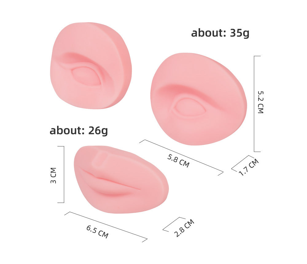 Módulos de práctica de silicona suave 5D para cejas, ojos y labios (opciones huecas/sólidas) - Paquete de 5