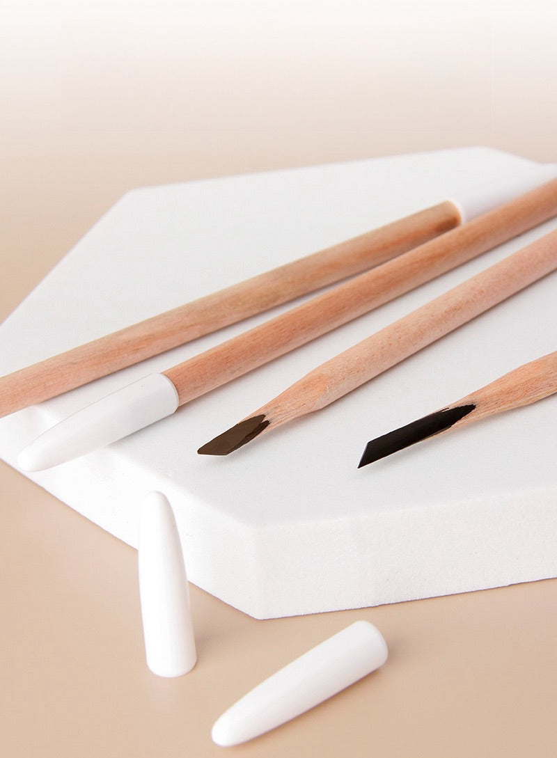 Black Color Flat & Round Refills Hairstroke Eyebrow Pencil (12PCS)