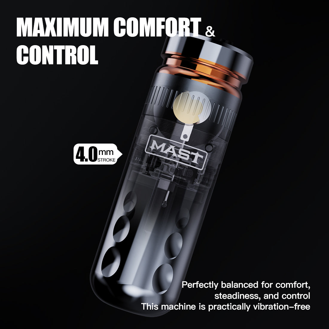 Mast Racer Wireless PMU Tattoo Pen Machine with 4.0MM Stroke and Two Replaceable Batteries - Free Shipping