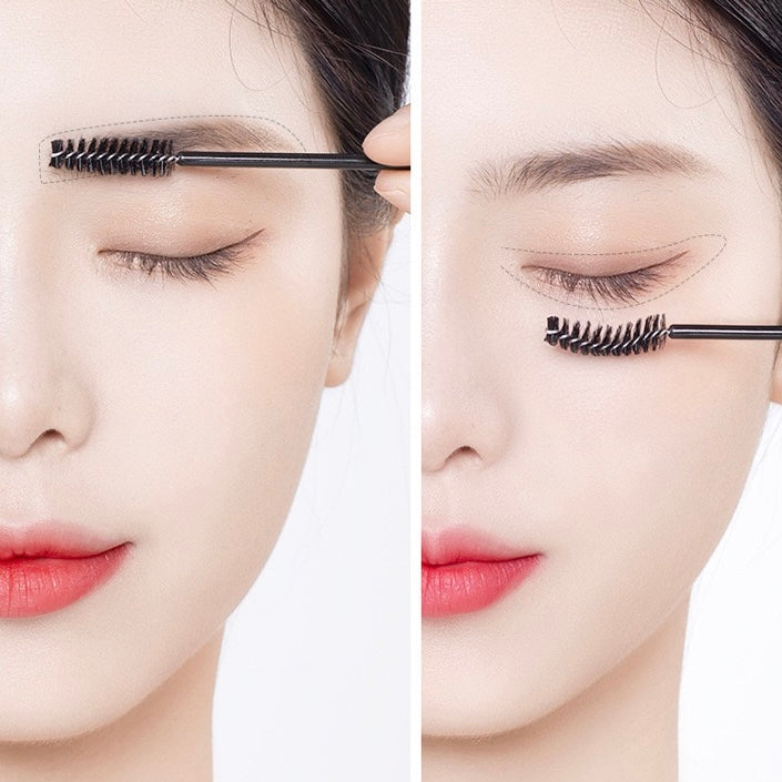 Doppelt verwendbare schwarze Spiralbürste für Augenbrauen und Wimpern