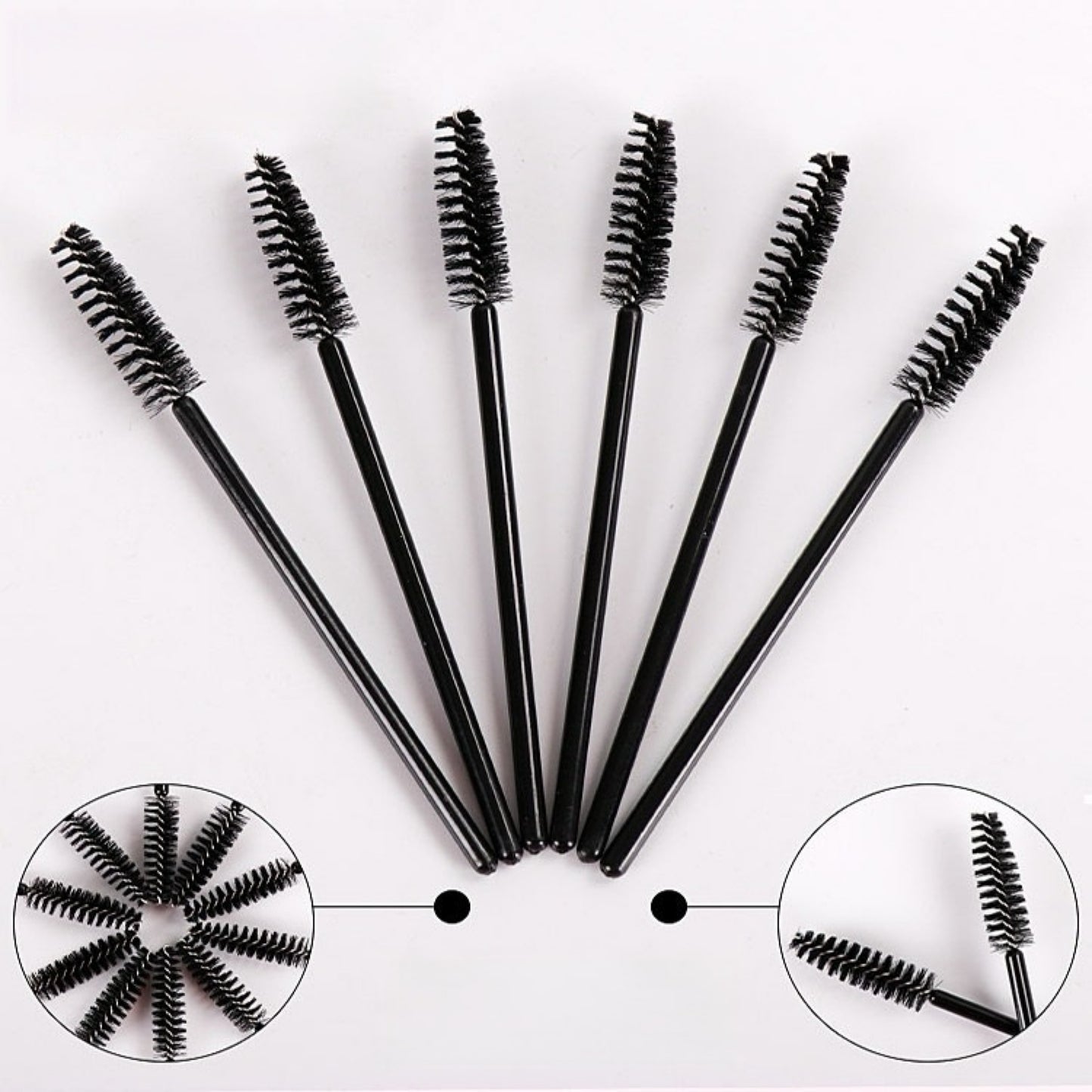 Doppelt verwendbare schwarze Spiralbürste für Augenbrauen und Wimpern