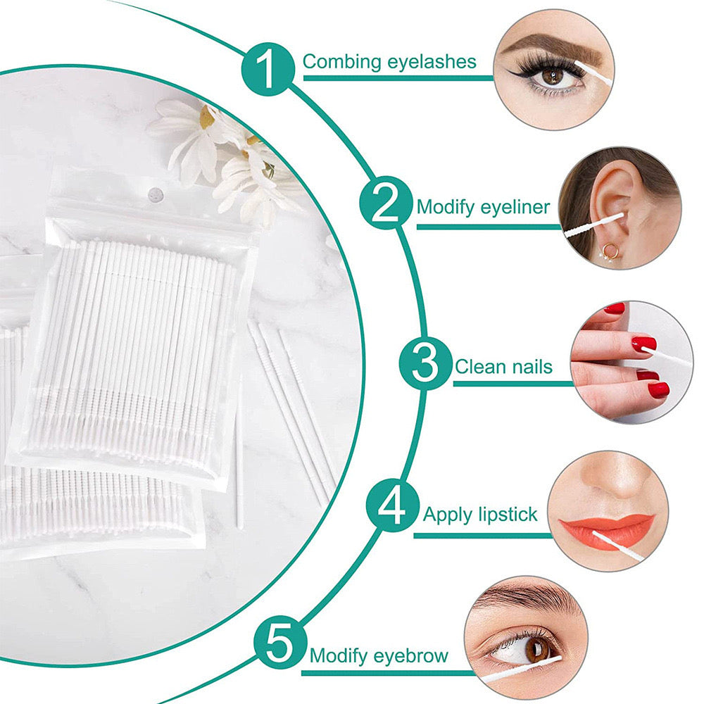 Premium Disposable Eyelash & Microblading Cleaning Swabs - 10 Packs