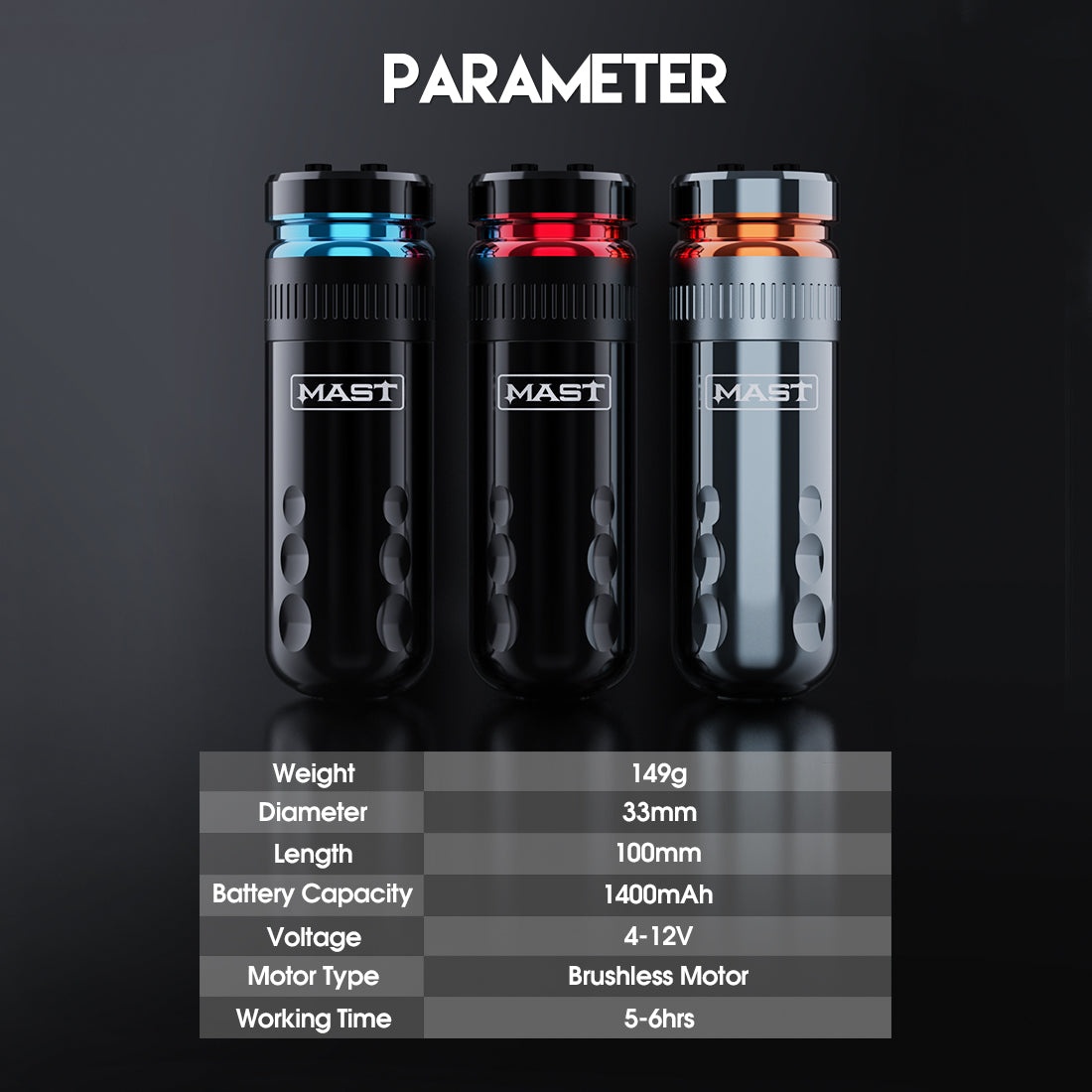 Mast Racer Wireless PMU Tattoo Pen Machine with 4.0MM Stroke and Two Replaceable Batteries - Free Shipping