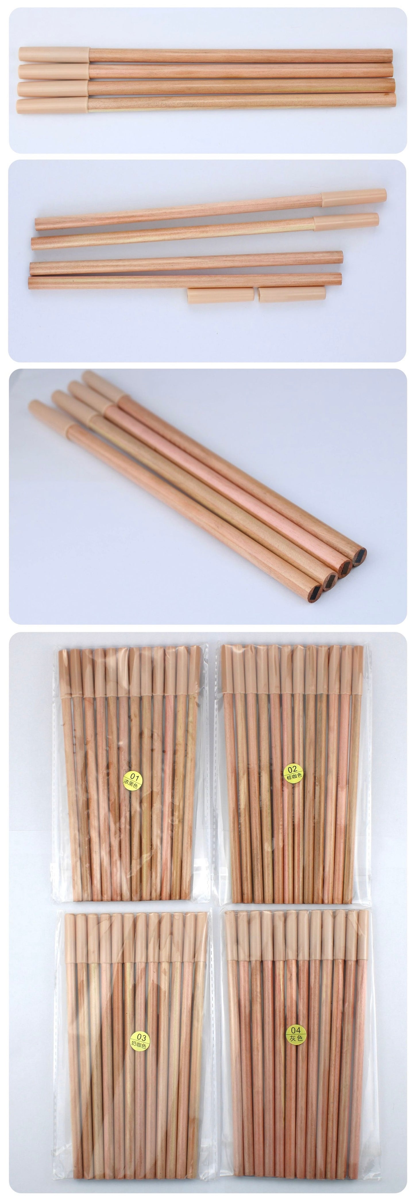 Black Color Flat & Round Refills Hairstroke Eyebrow Pencil (12PCS)