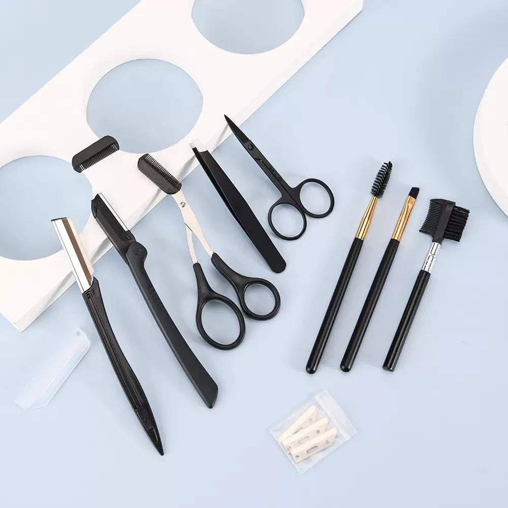 Professional Eyebrow Grooming Kit – Precision Tools for Flawless Brows - Tweezer/Scissor/Blade//Brush/Comb