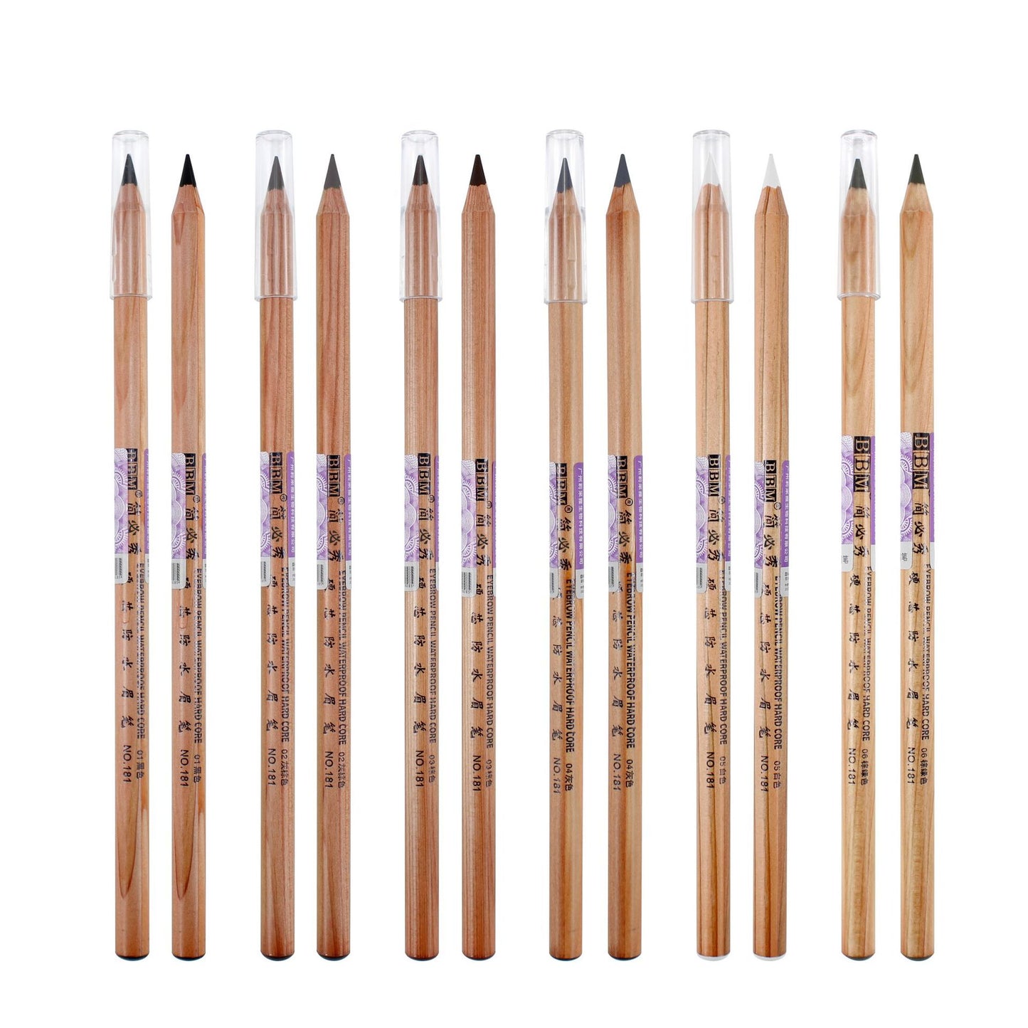 BBM Waterproof Hard-Core Eyebrow Pencil - Perfect for Precise Lines and Natural Brows - 12PCS/BOX