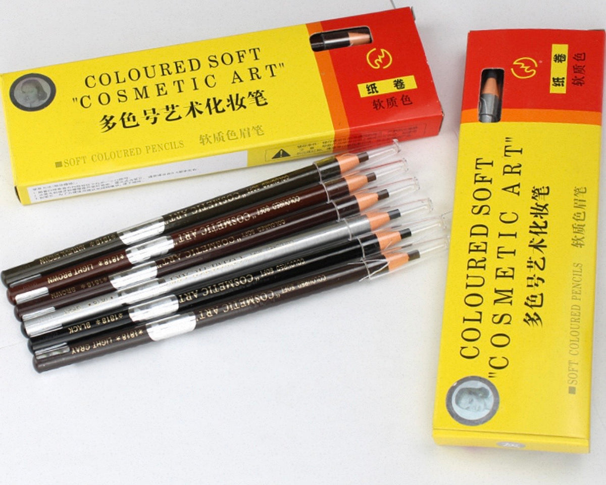NILAI 1818 Professional Pull-String Eyebrow Pencil – Waterproof Flat-Tip Brow Mapping & Makeup Pencil - 12PCS/PACK