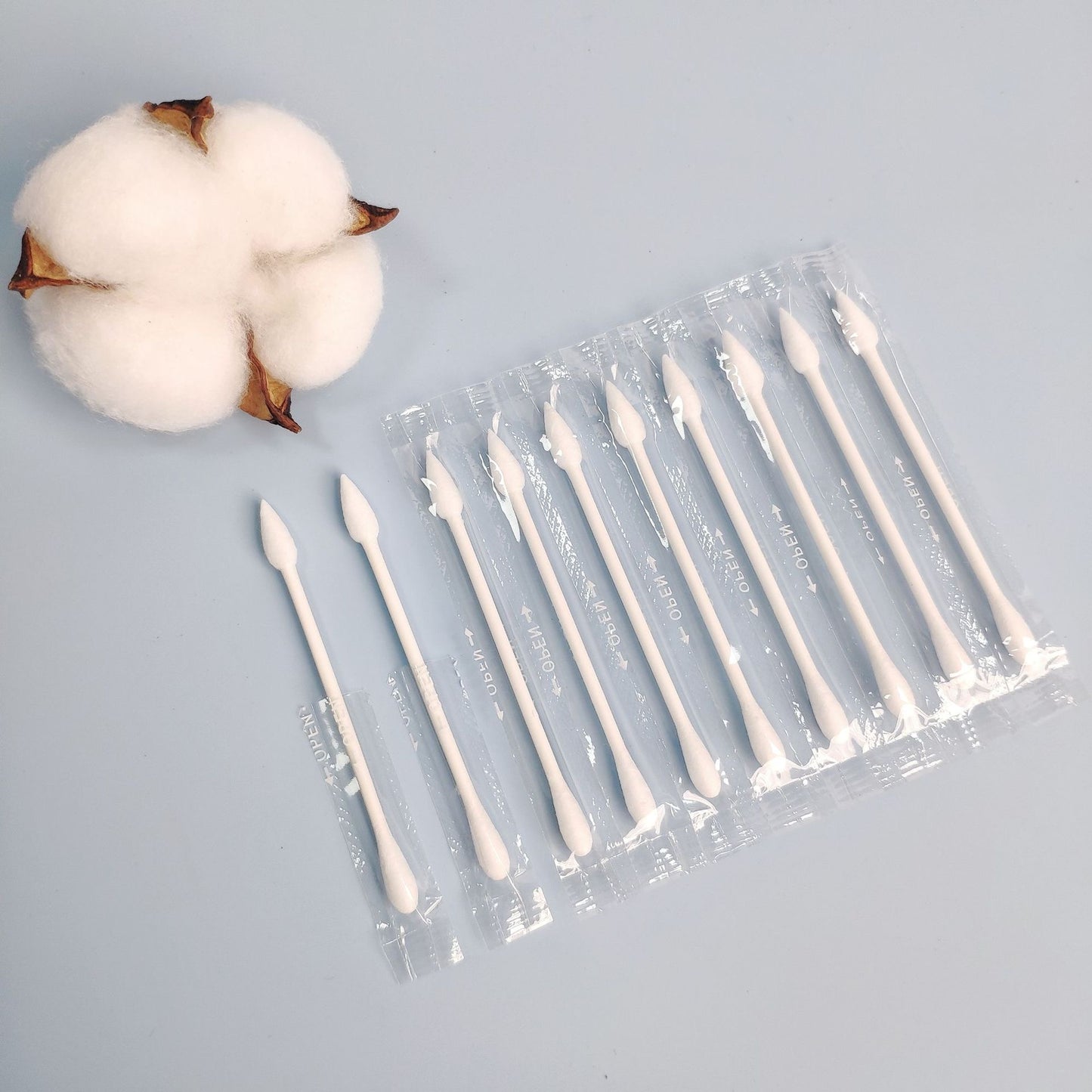 Hisopos de algodón desechables de doble punta envueltos individualmente